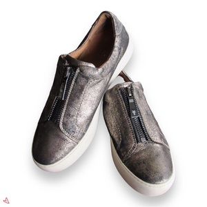 Frye Lena Sneakers Metallic Leather Zip Shoes